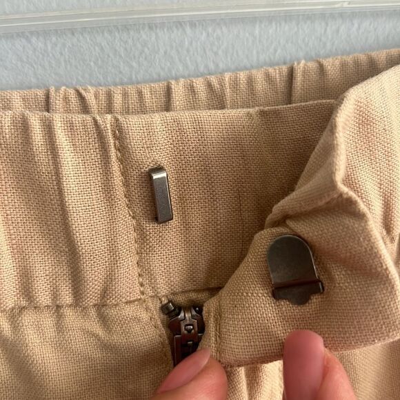 GAP women’s Medium Sand Linen Pull in stretchy waist full leg pants - Picture 6 of 12